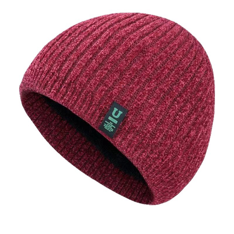 Men's Autumn Winter Warm Fleece Lined Yarn Hat Men Women Outdoor Cycling Ear Protection Cold Proof Pullover Hat Ice