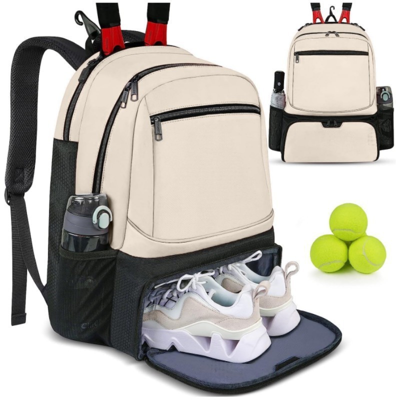 Waterproof Outdoor Sports Tennis Racket Bag Large Capacity Multifunctional Backpack Independent Shoe Compartment Badminton Bag