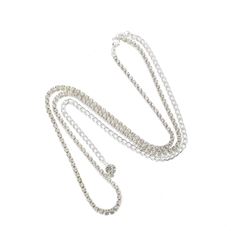 Sexy Charm Simple Beach Nightclub Rhinestone Waist Chain Street Snap Single Layer Waist Chain Body Chain
