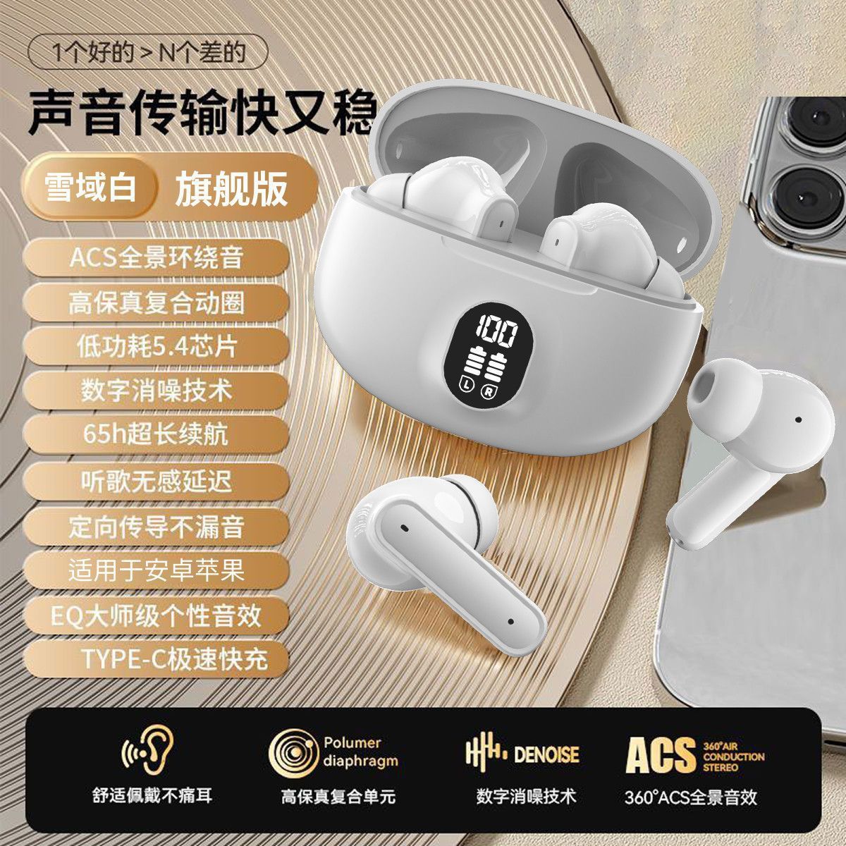 【Berlin Sound】New Bluetooth Earbuds Long Battery Life Music Sports Running High Sound Quality In-Ear 895B