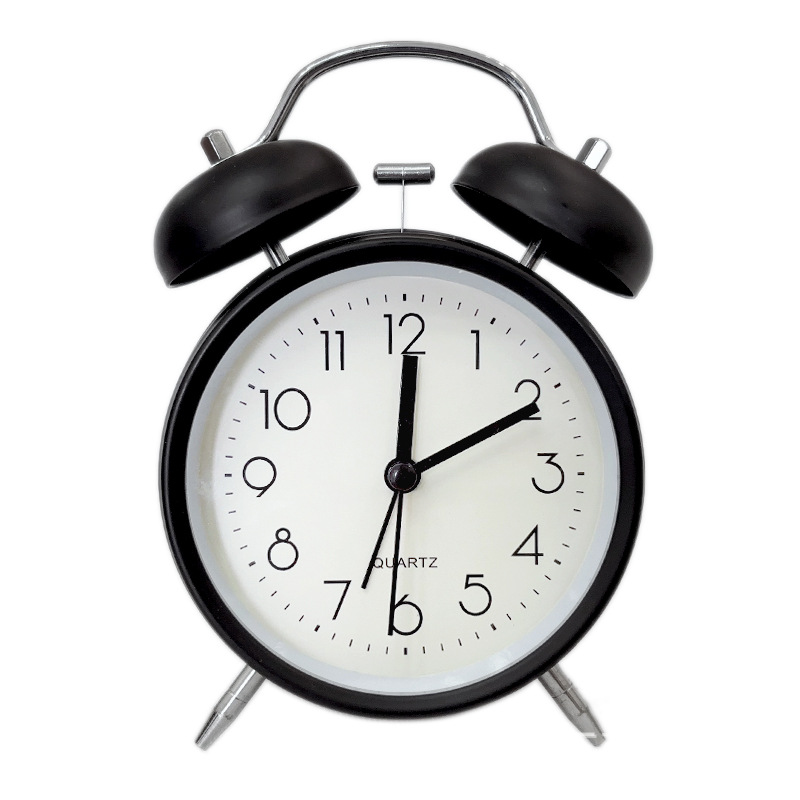 4-inch Metal Bell Alarm Clock Can Add Logo Silent with Light Children Student Clock