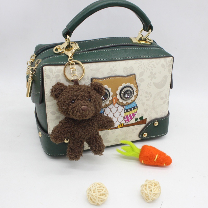 New Cartoon Cute Curly Teddy Bear Plush Keychain Bag Charm Decoration Clothes Shoes Accessories