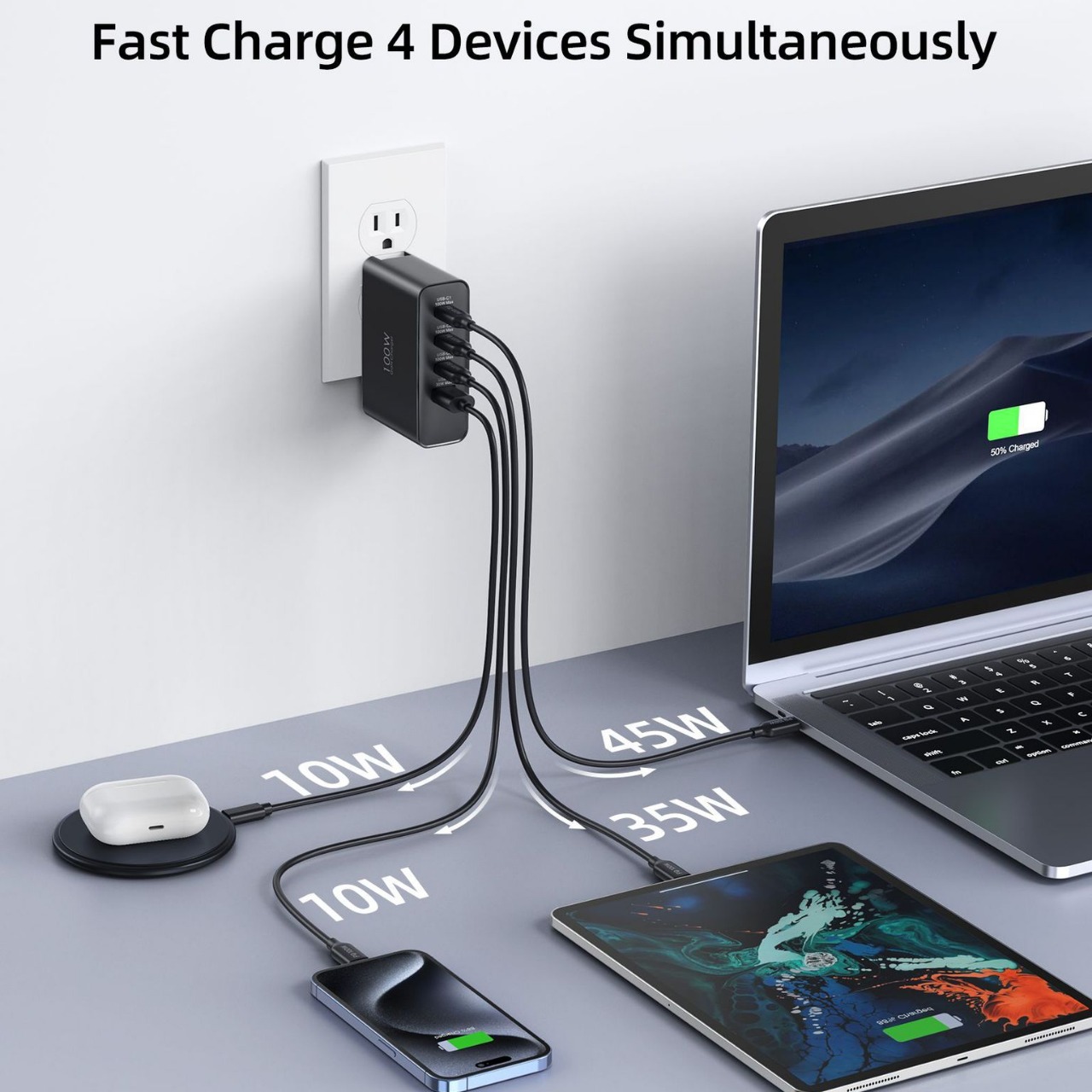 PD100W GaN Charger Fast Charging Head Adapter for Huawei Laptop Phone Apple Digital Adapter