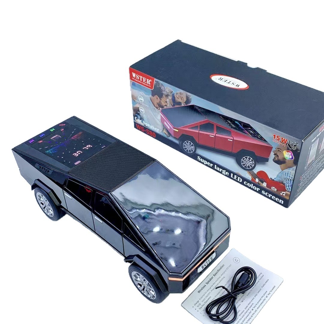 WS580 Tesla car model Bluetooth speaker heavy bass wireless audio gift speaker dynamic color screen