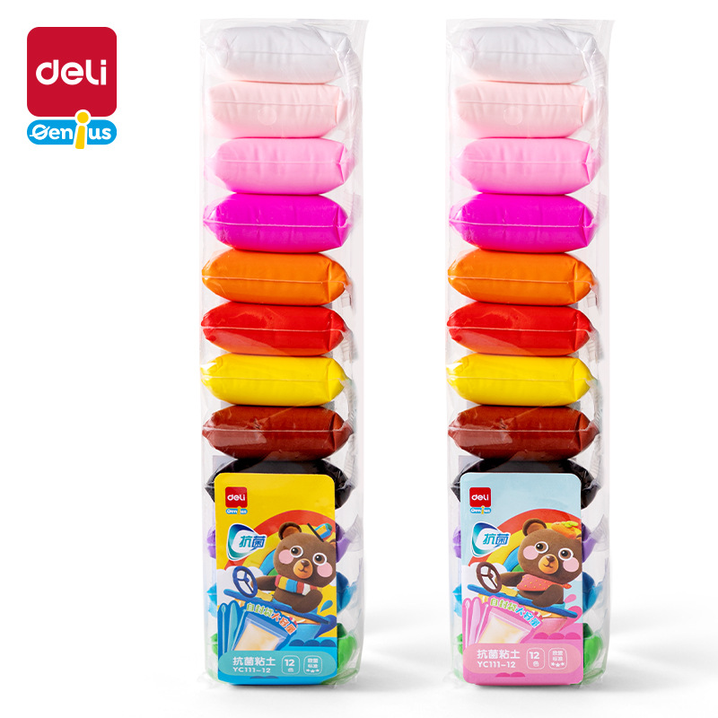 Deli YC111-12 Self-sealing Bag Clay Student Antibacterial Color Mud Handmade DIY Color Ultra-light Plastic Clay