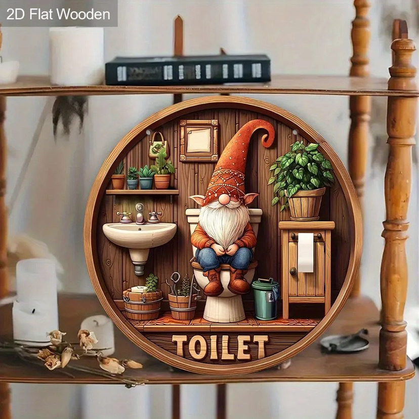 20*20*0.3cm · 木质厕所标语挂牌toilet橘色侏儒