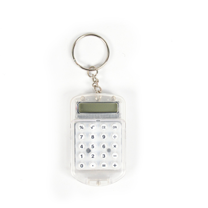 Transparent Mini Calculator Pocket Flip Calculator Student Portable Keychain Pendant Calculator