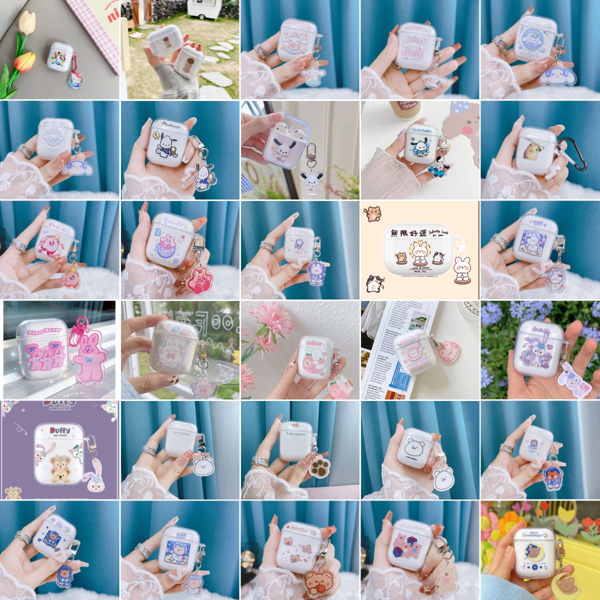 Wireless Bluetooth earphone case for AirPods 1/2 generation, transparent soft TPU anti-drop case for Apple Pro 3, cartoon dog