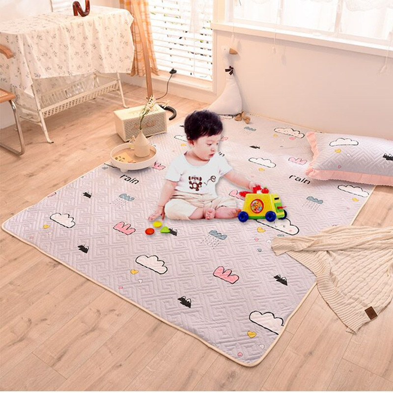 Cotton crawling mat protective pad machine washable fabric children crawling mat protective cover baby crawling mat anti-slip