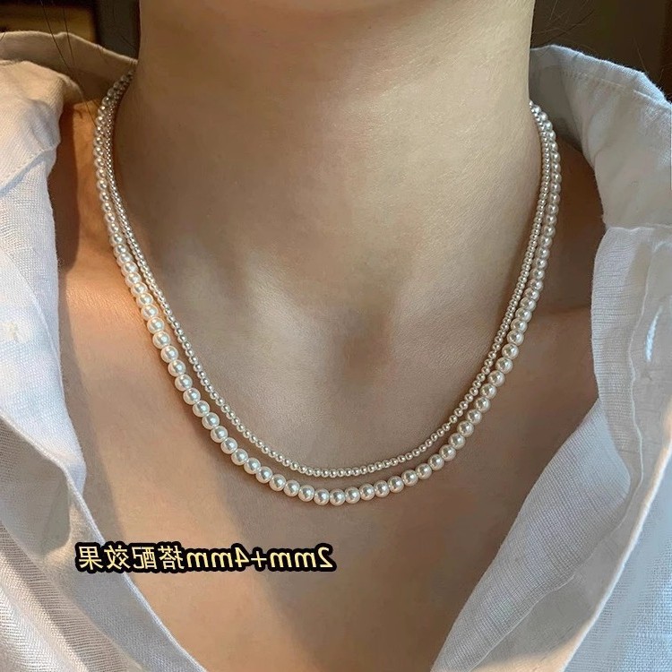 Swarovski 2mm Ultra Fine Rice Pearl Necklace for Women Clavicle Chain