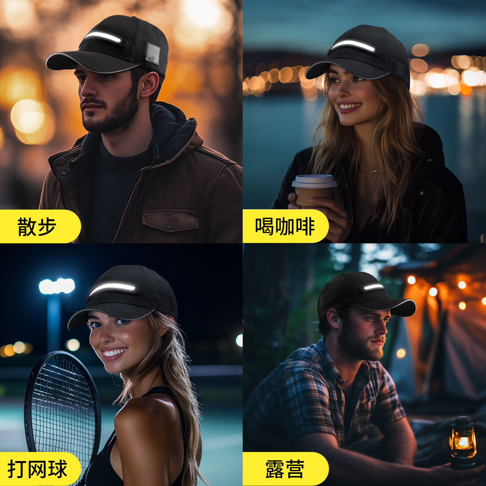LED rechargeable strong light lighting sun hat lamp hat new private mold outdoor sports golf light-up baseball cap