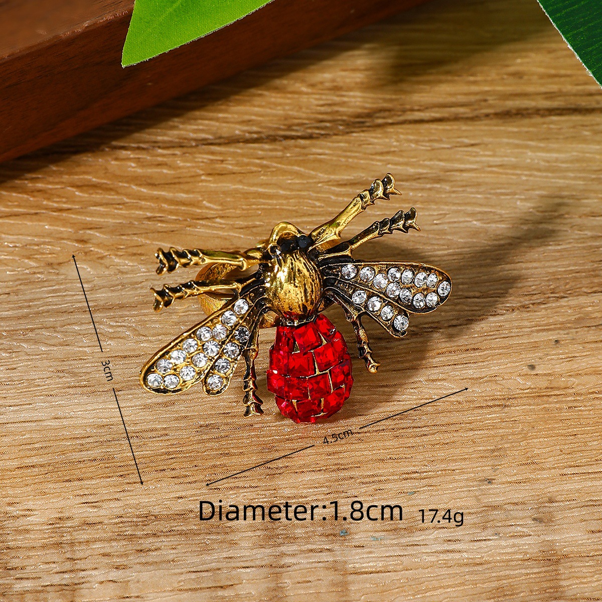 Cute animal metal bee niche exaggerated pearl open ring