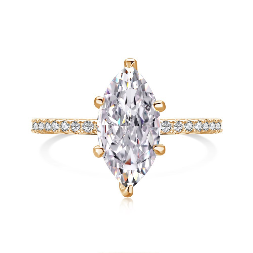 Small S925 sterling silver ring for women, radiant ice-cut 8A zircon high-carbon diamond imitation diamond ring