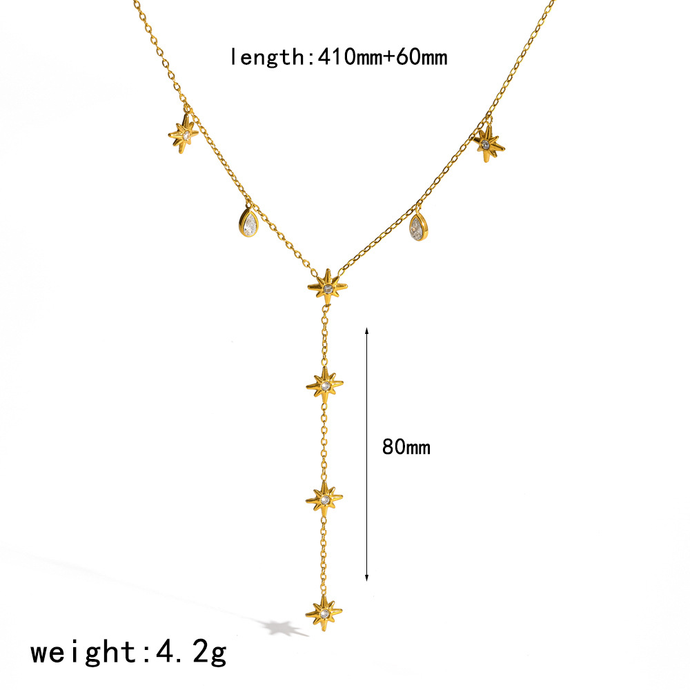 Ding Duo Y-shaped necklace 18k gold long stainless steel sweater chain necklace