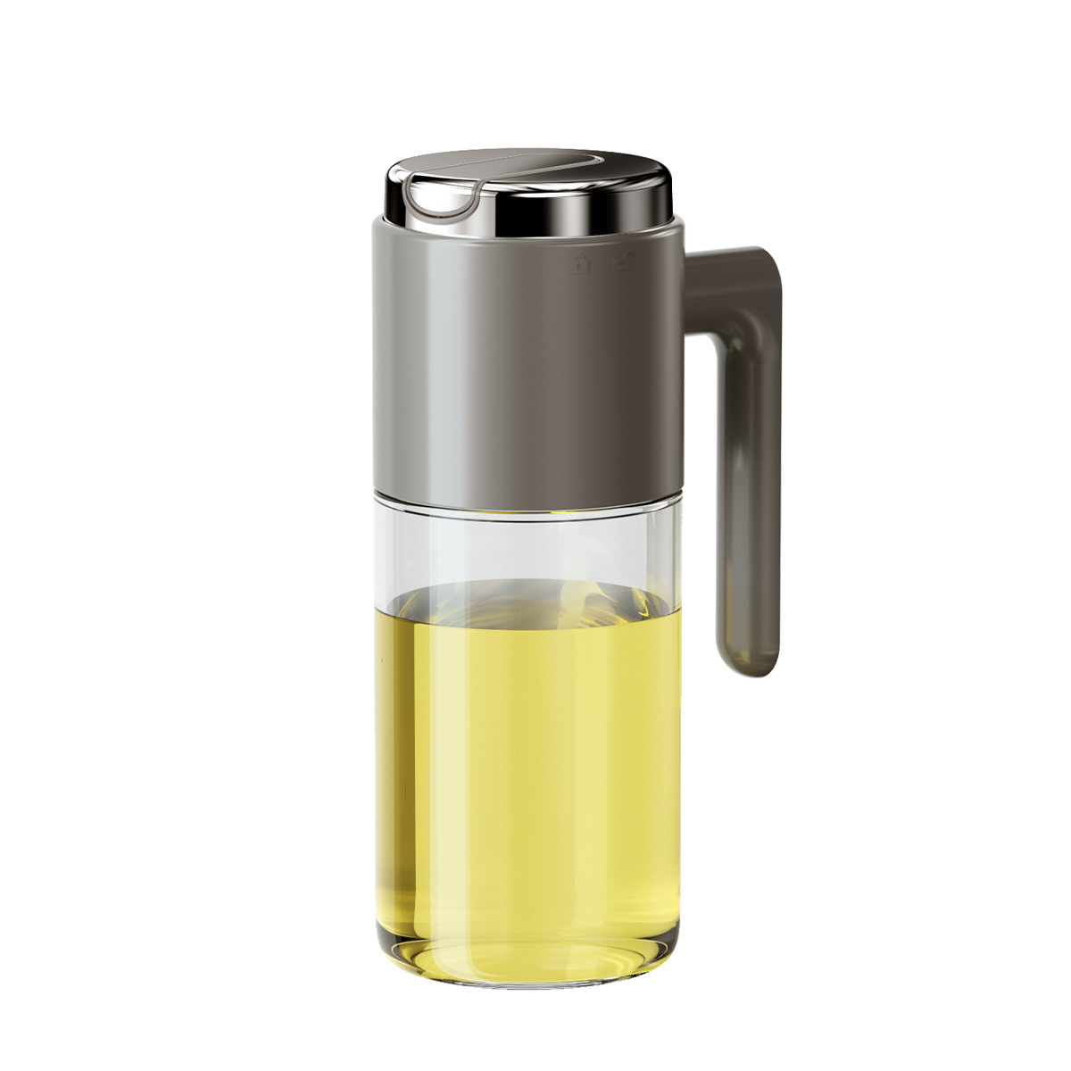Stainless Steel Glass Oil Bottle Kitchen Household Automatic Open-Close Gravity Oil Can Soy Sauce Seasoning Bottle Oil Bottle 500ML