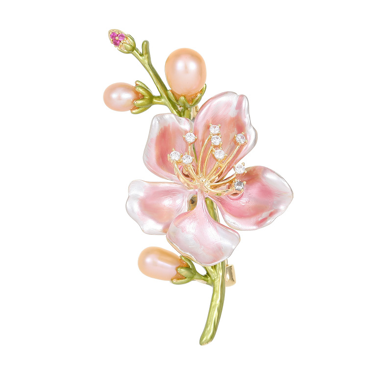 Elegant Chinese Style Dress Cheongsam Brooch Freshwater Pearl Multi-Purpose Anti-Exposure Magnolia Brooch