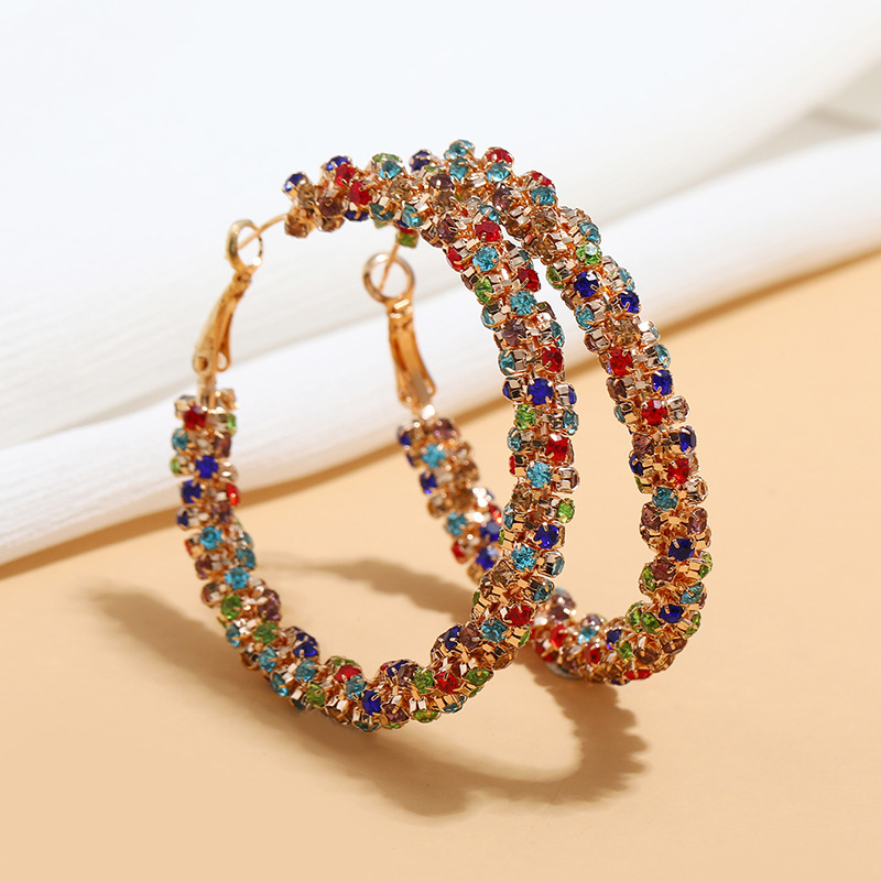 High-quality simple circle exaggerated earrings new diamond earrings