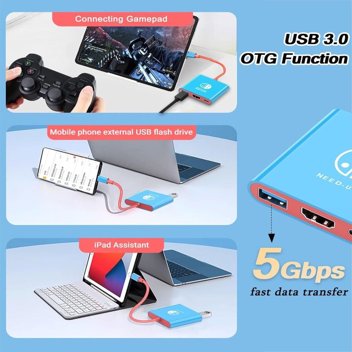 For Switch2 Game Console 3-in-1 Docking Station HDMI 4K60 Portable HD Converter PD 100W