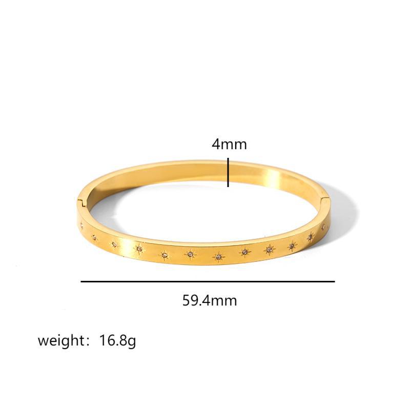 Titanium steel bracelet six-pointed star buckle bracelet women 18k gold plated stainless steel inlaid zircon ring