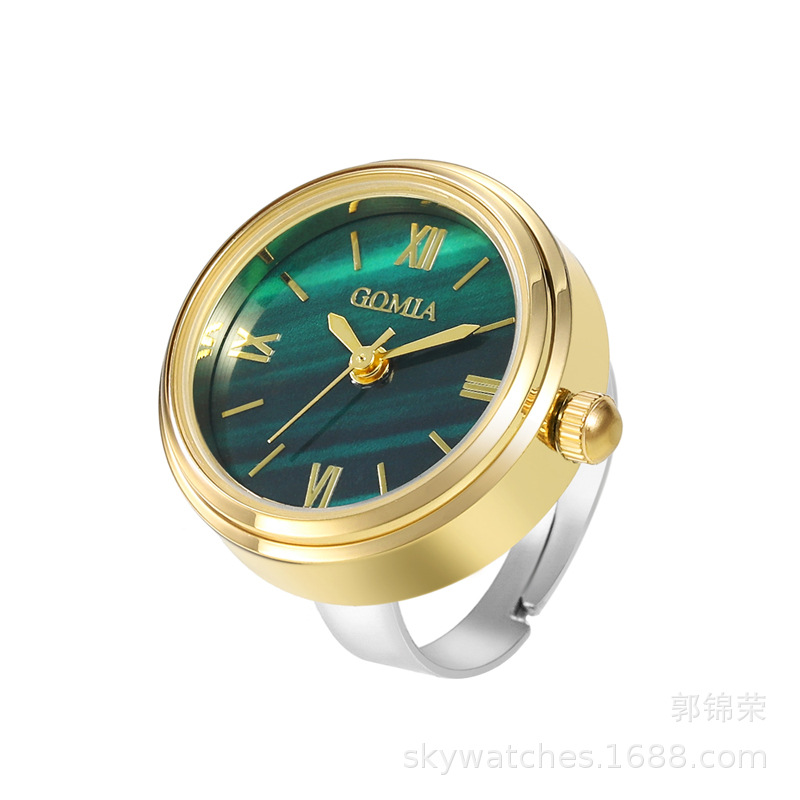 2022 New Waterproof Small Green Watch Finger Watch Adjustable Ring Watch