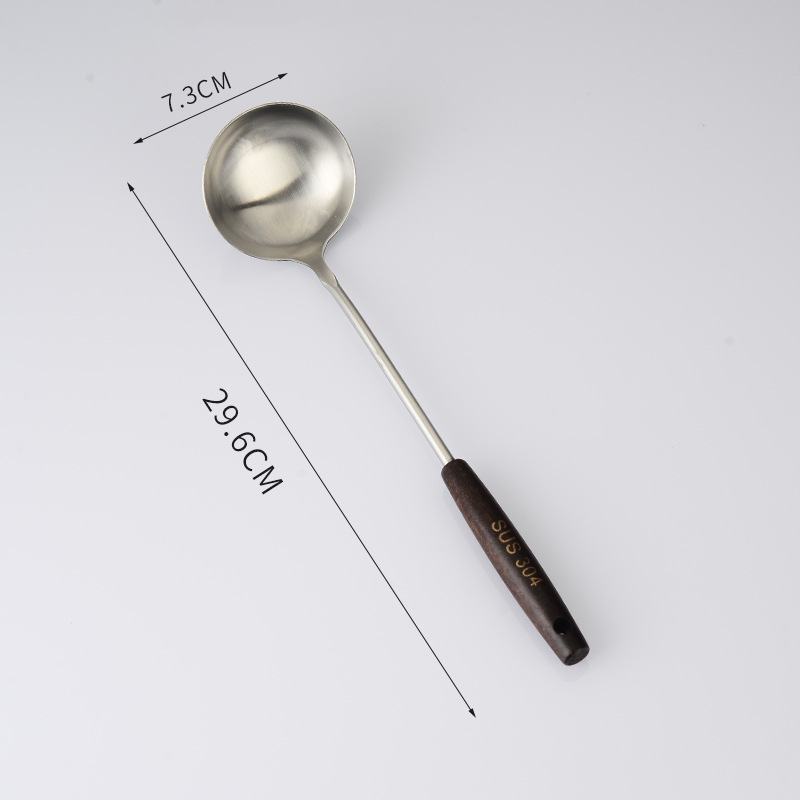 304 stainless steel cooking spatula spoon kitchen utensils anti-scald wooden handle spatula household frying spatula pan