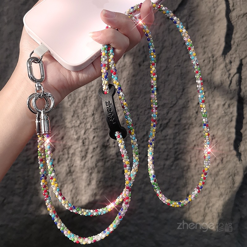 Crossbody sparkly diamond phone strap women's small fragrance style outdoor long travel phone chain bag strap