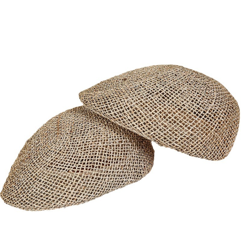 Middle-aged and elderly seaweed hollow forward cap, handmade straw sun hat, outdoor shaping bag hair help