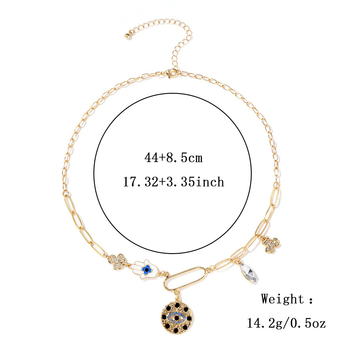 Kenjie mysticism coin rhinestone embossed small pendant bib necklace for women neck accessory