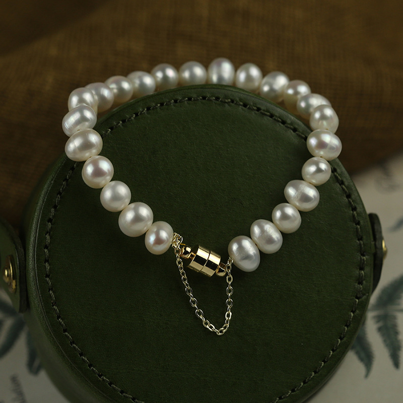 Baroque freshwater pearl zircon bracelet cat head bracelet hand jewelry for women