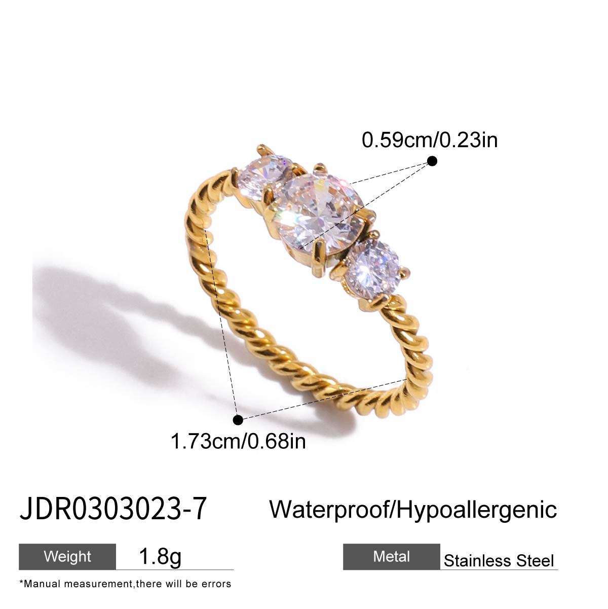 Jieding zircon hand jewelry small square sugar ring titanium steel jewelry women stainless steel accessories