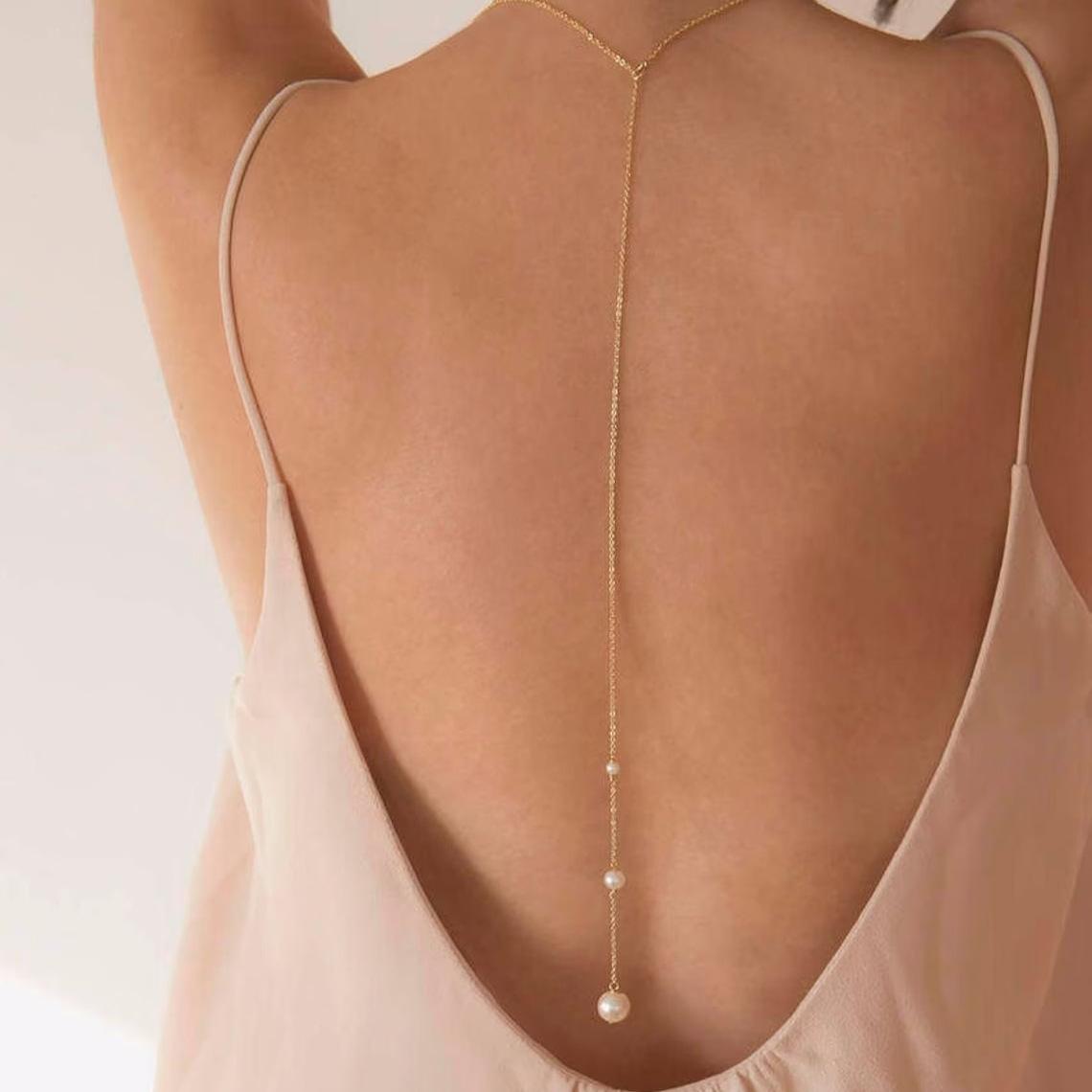 New Pearl Back Chain Simple Imitation Pearl Body Chain Y Necklace Jewelry Women