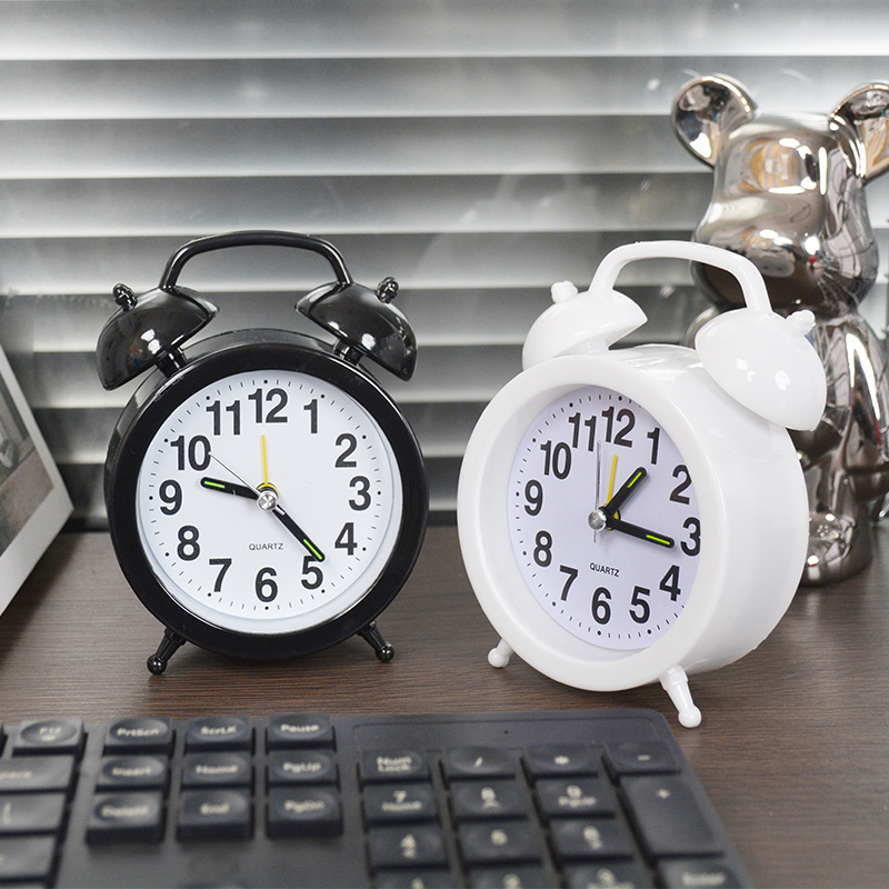 Mini Alarm Clock Student Second-Skip Bedside Clock Desktop Clock Lazy Simple Clock Children Cartoon Small Bell