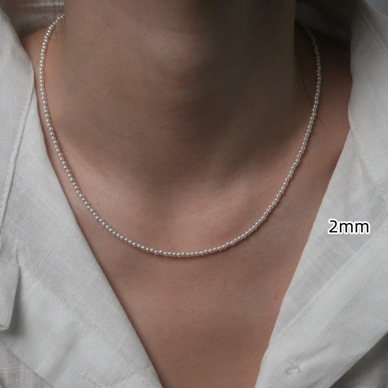S925 sterling silver pearl necklace women's ultra-fine baby milky beads niche 2025 new neck chain