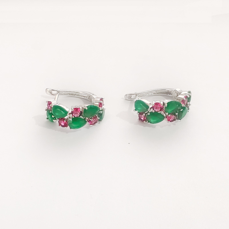 Women's colorful teardrop zirconia ear cuffs, Mona Lisa series earrings, accessories, small ornaments