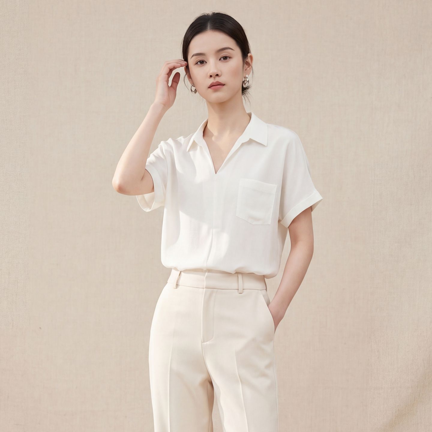 Double Crepe Silk Mulberry Silk T-Shirt for Women New Summer Solid Color Casual Short Sleeve Badminton Shirt Sports Top