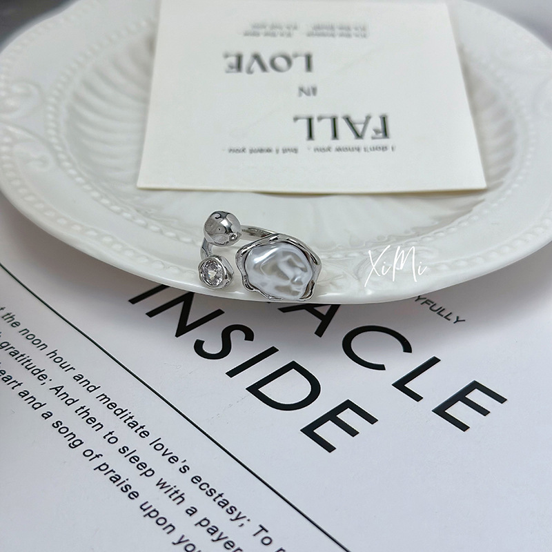 New Baroque Pearl Ring for Women Open Index Finger Ring Band