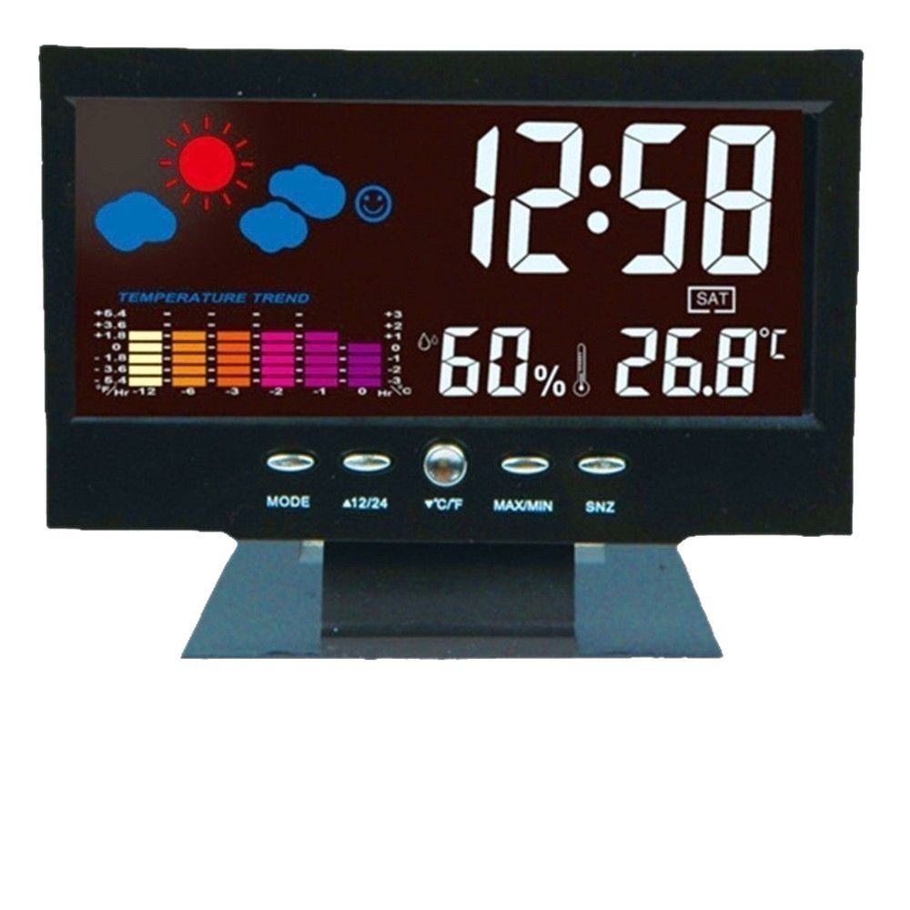 Weather Clock 8082T, Color Screen Display Temperature and Humidity, Home Voice-Activated Electronic Alarm Clock