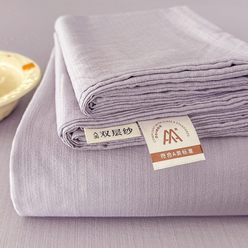 Summer double-layer gauze bed sheet single piece a class mother-infant grade dormitory single non-cotton pure cotton quilt cover pillowcase three-piece set 3