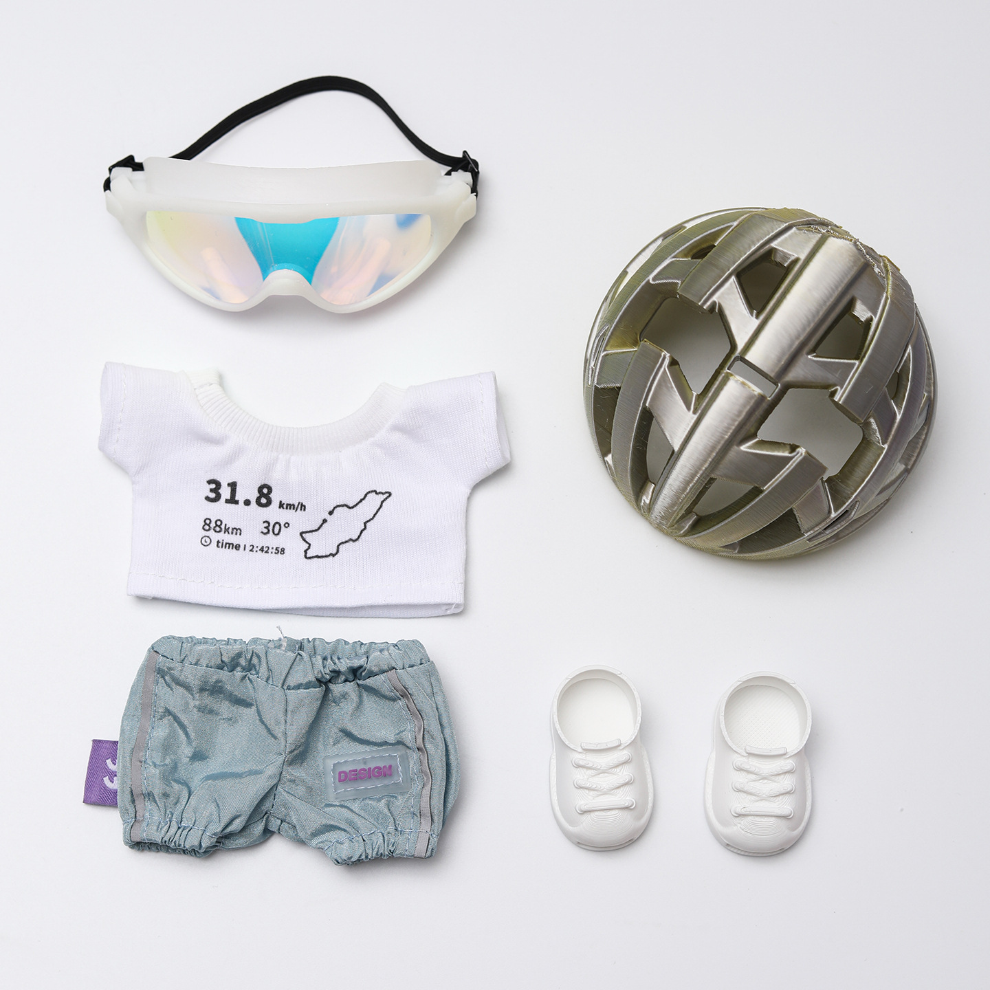 Suitable for Labubu Folding Bicycle Bike labubu Doll Clothes Set Helmet Head Riding Helmet Pendant Decoration