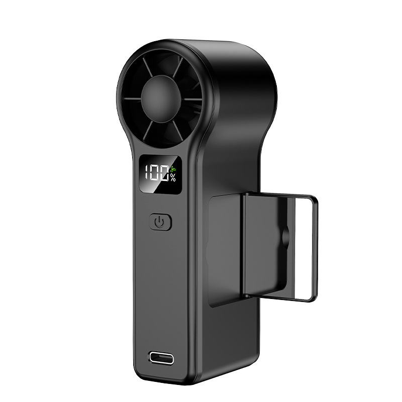 Handheld Small Fan USB Charging Turbo with Digital Display Mirror Enhanced Wind Lightweight Mini Portable Mirror Fan