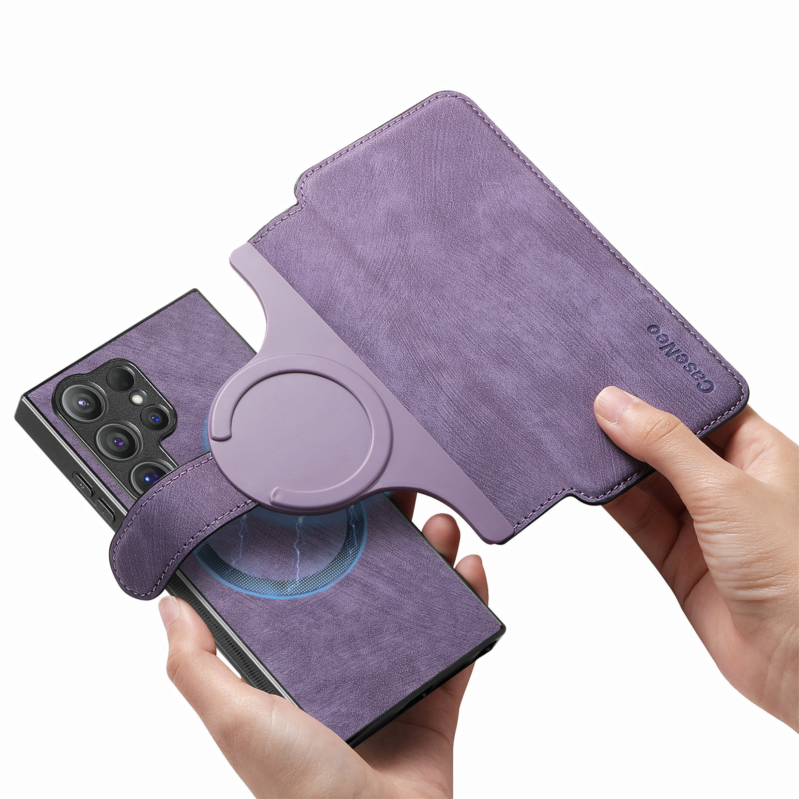 Magnetic detachable two-in-one front cover for Samsung S26Ultra phone leather case strong magnetic card slot stand