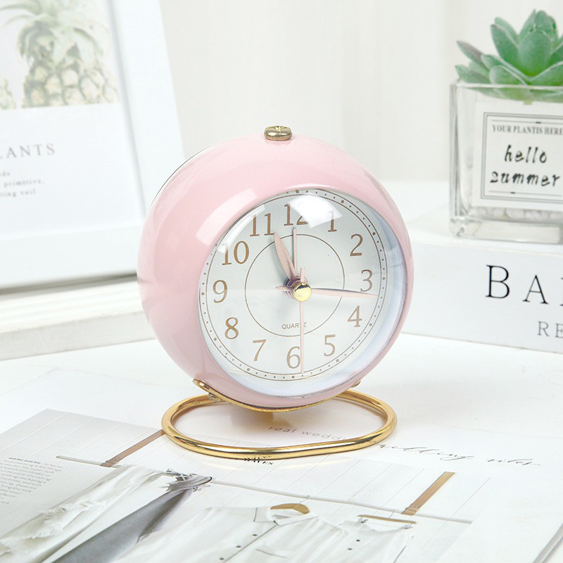 Metal Silent Alarm Clock Glow with Light Convex Gold Foil Student Children Desktop Alarm Clock