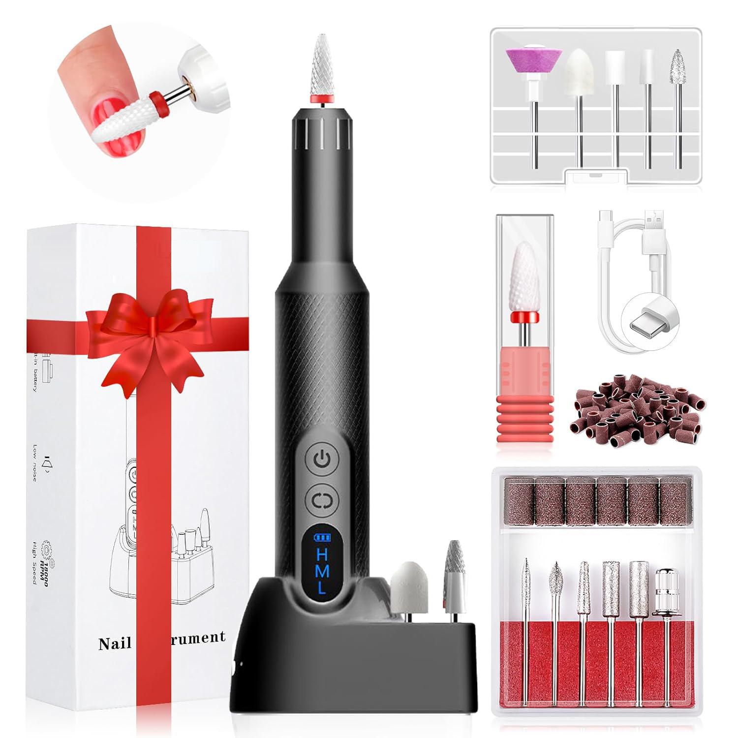 Electric Nail Drill for Manicure and Pedicure, Small Electric Polishing and Nail File Tool for Professional Use