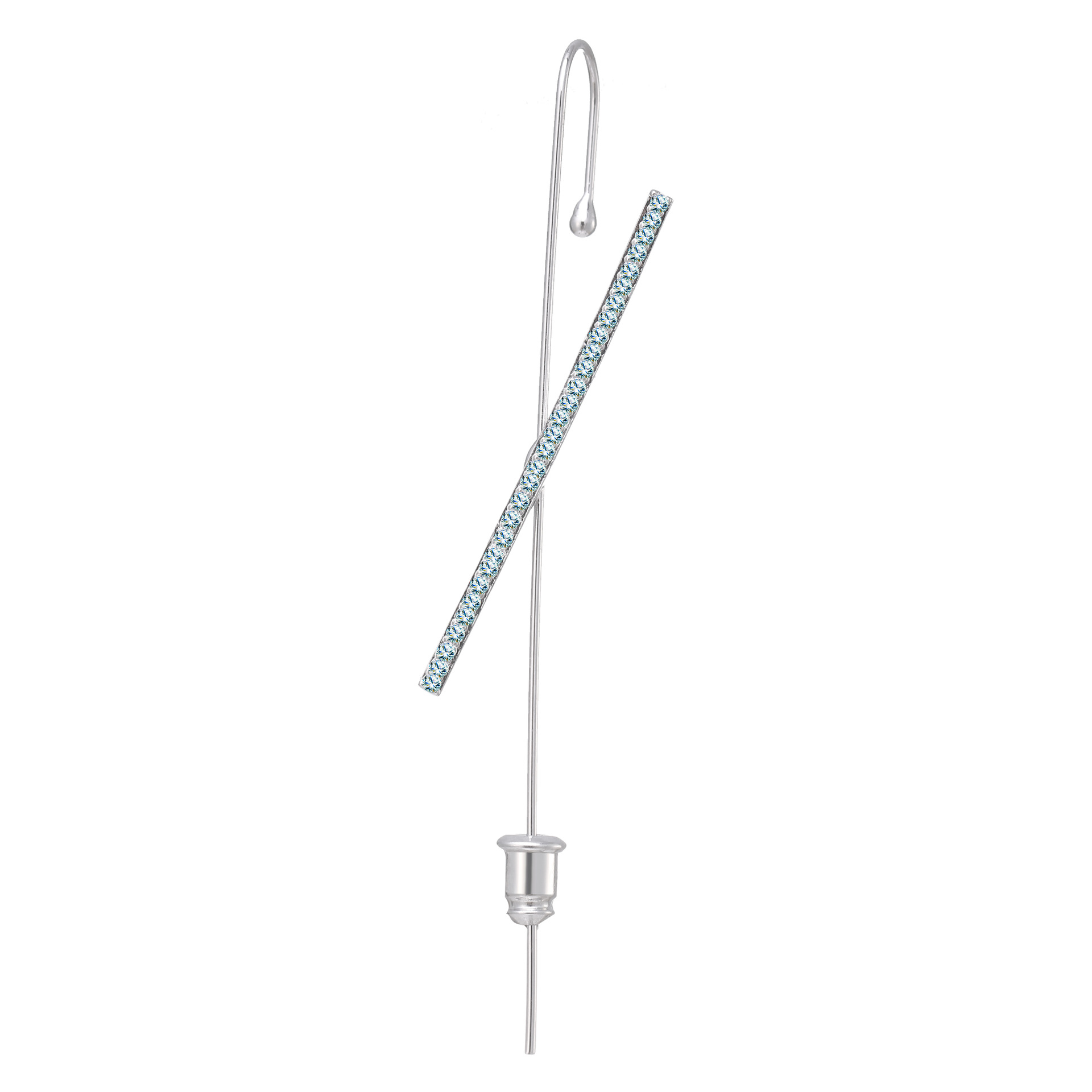 Fairy copper zircon platinum piercing ear needle surround ear cuff oblique line earrings women