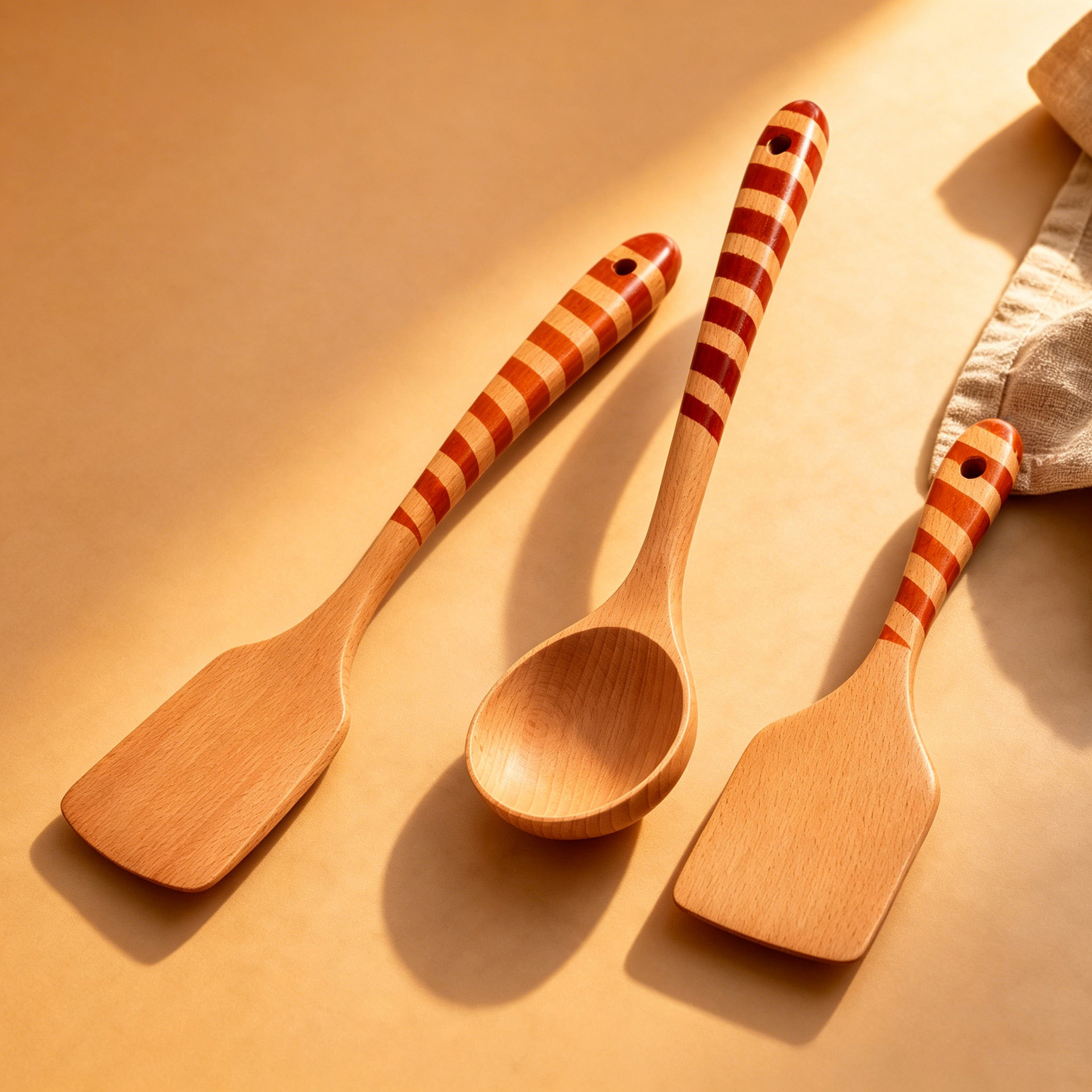 Color printed beech wood painted thick handle wooden spatula non-stick cooking wooden spatula kitchen cutlery customizable logo