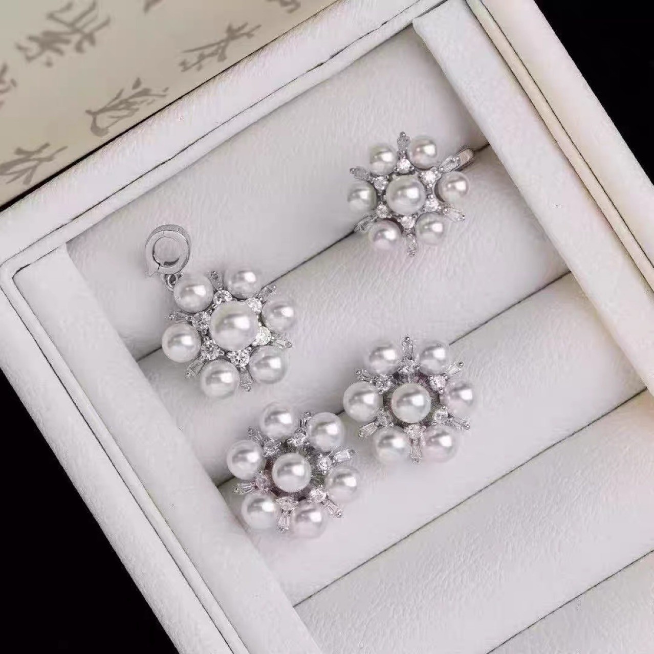 Silver Needle 18K Gold-Filled Micro-Set Zircon Triangle Earrings, Necklace, Ring Empty Mount DIY Earrings Pearl Accessories