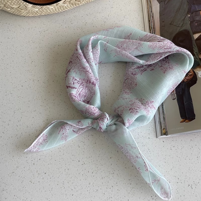 Cotton-linen square scarf collection ~ super many floral and polka dot neck scarf, forest style headscarf, hairband, bag for women