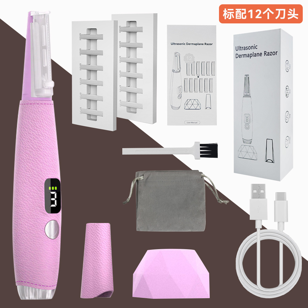 New Hair Removal Device with Light, Electric Ultrasonic Razor for Women, Eyebrow Trimmer, Gentle Facial Hair Remover