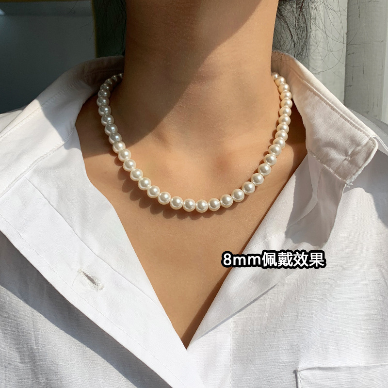 Austrian imported strong light ultra-fine milky pearl necklace women's simple clavicle chain niche neck chain women