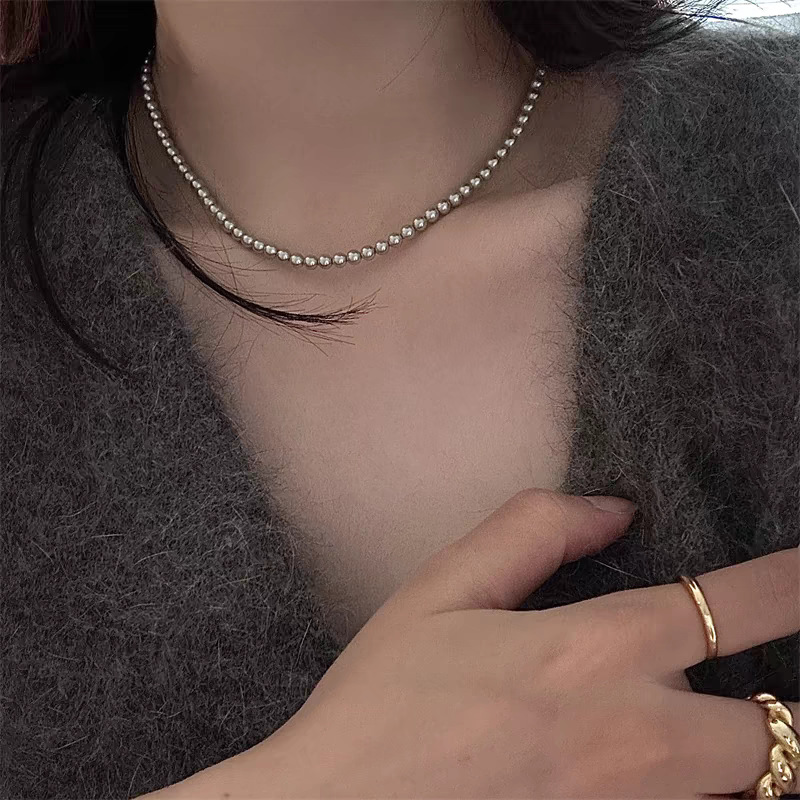 fever autumn winter natural freshwater pearl necklace women's niche neck chain sweater chain short